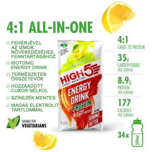 4:1 Energy Drink with Protein – Citrom (12x47g)