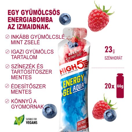 High5 Energy Gel Aqua - Málna 66g