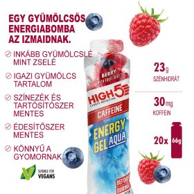 High5 Energy Gel Aqua Caffeine - Málna 66g