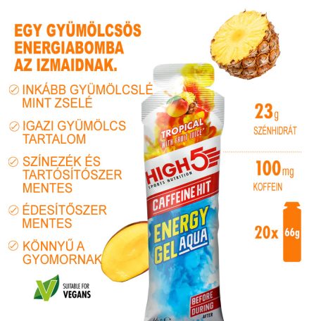 High5 Energy Gel Aqua Caffeine HIT - Tropical 66g (100mg koffein)